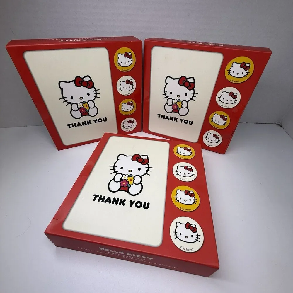 Hello Kitty 3 Pack Of 12 Bundle Note Card Set 36 Total Thank You Note Cards New